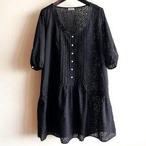 DKNY Black Burnout Cotton Dress, size Medium